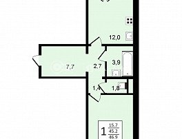 1-комнатная квартира, 46.7 м2