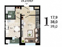 1-комнатная квартира, 16.81 м2