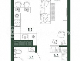 1-комнатная квартира, 28.4 м2