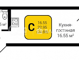 1-комнатная квартира, 24.86 м2