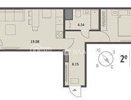 1-комнатная квартира, 46.22 м2