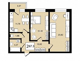 2-комнатная квартира, 67.3 м2