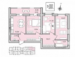 3-комнатная квартира, 80.81 м2