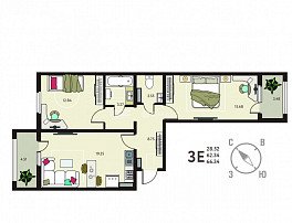 2-комнатная квартира, 66.34 м2