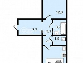 2-комнатная квартира, 49.2 м2