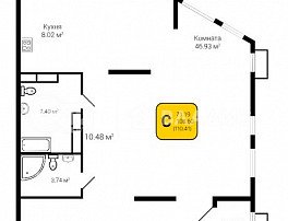 1-комнатная квартира, 110.41 м2