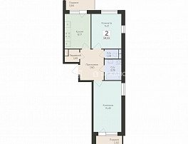 2-комнатная квартира, 54.55 м2