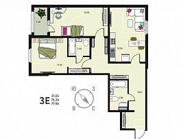 2-комнатная квартира, 77.98 м2