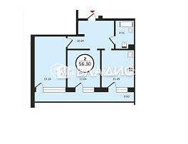 2-комнатная квартира, 56.3 м2