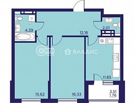 2-комнатная квартира, 64.12 м2