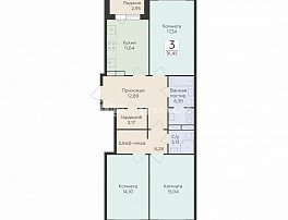 3-комнатная квартира, 91.45 м2