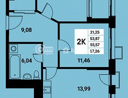 2-комнатная квартира, 54.92 м2