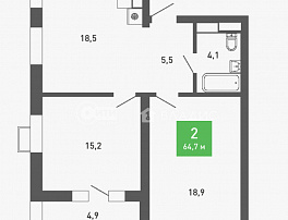 2-комнатная квартира, 64.7 м2