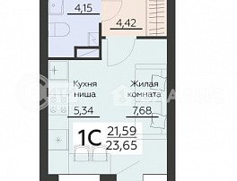 1-комнатная квартира, 23.65 м2