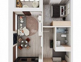1-комнатная квартира, 54.87 м2