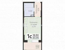 1-комнатная квартира, 20.95 м2