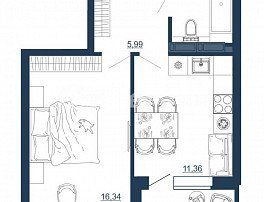 1-комнатная квартира, 40.05 м2