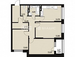 3-комнатная квартира, 82.42 м2