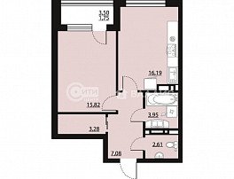 1-комнатная квартира, 50.68 м2