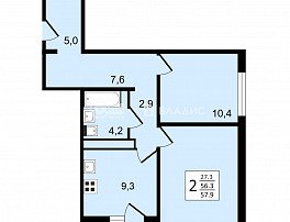 2-комнатная квартира, 57.9 м2