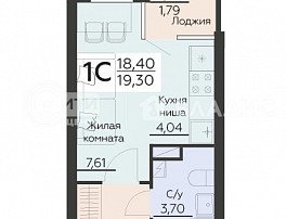 1-комнатная квартира, 19.3 м2