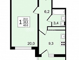 1-комнатная квартира, 40 м2