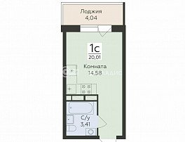1-комнатная квартира, 20.6 м2