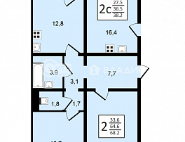 2-комнатная квартира, 68 м2