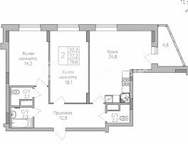 2-комнатная квартира, 79.6 м2