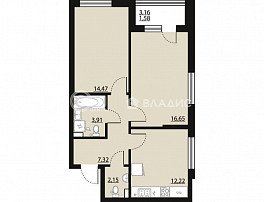 2-комнатная квартира, 58.35 м2