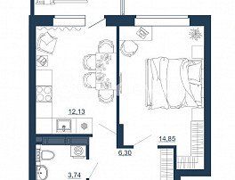 1-комнатная квартира, 38.45 м2