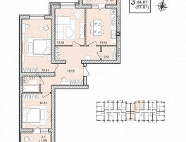 3-комнатная квартира, 87.81 м2