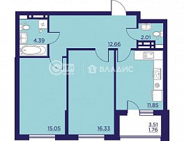 2-комнатная квартира, 64.05 м2