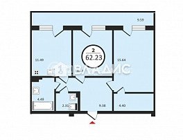 2-комнатная квартира, 62.23 м2