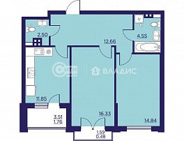2-комнатная квартира, 64.97 м2