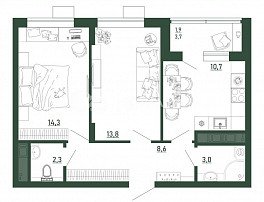2-комнатная квартира, 54.6 м2