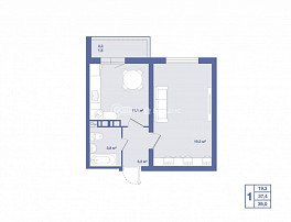 1-комнатная квартира, 39 м2
