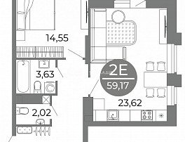 2-комнатная квартира, 59.17 м2