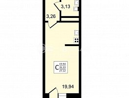1-комнатная квартира, 27.12 м2