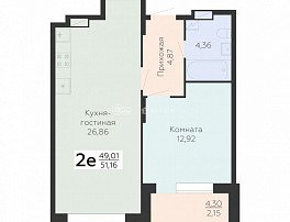2-комнатная квартира, 51.16 м2