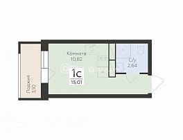 1-комнатная квартира, 15.01 м2
