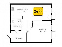 1-комнатная квартира, 46.24 м2