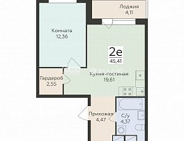 2-комнатная квартира, 45.41 м2