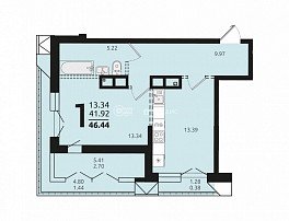1-комнатная квартира, 46.44 м2