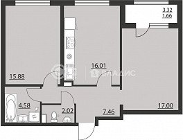 2-комнатная квартира, 64.61 м2