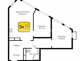 3-комнатная квартира, 56.15 м2