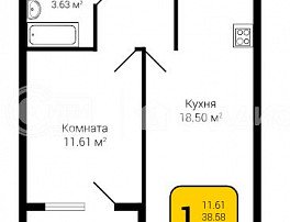 1-комнатная квартира, 39.95 м2
