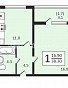 1-комнатная квартира, 38.3 м2, эт. 17, id: 969577, фото 1