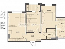 2-комнатная квартира, 66.3 м2