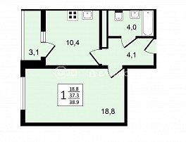 1-комнатная квартира, 38.9 м2